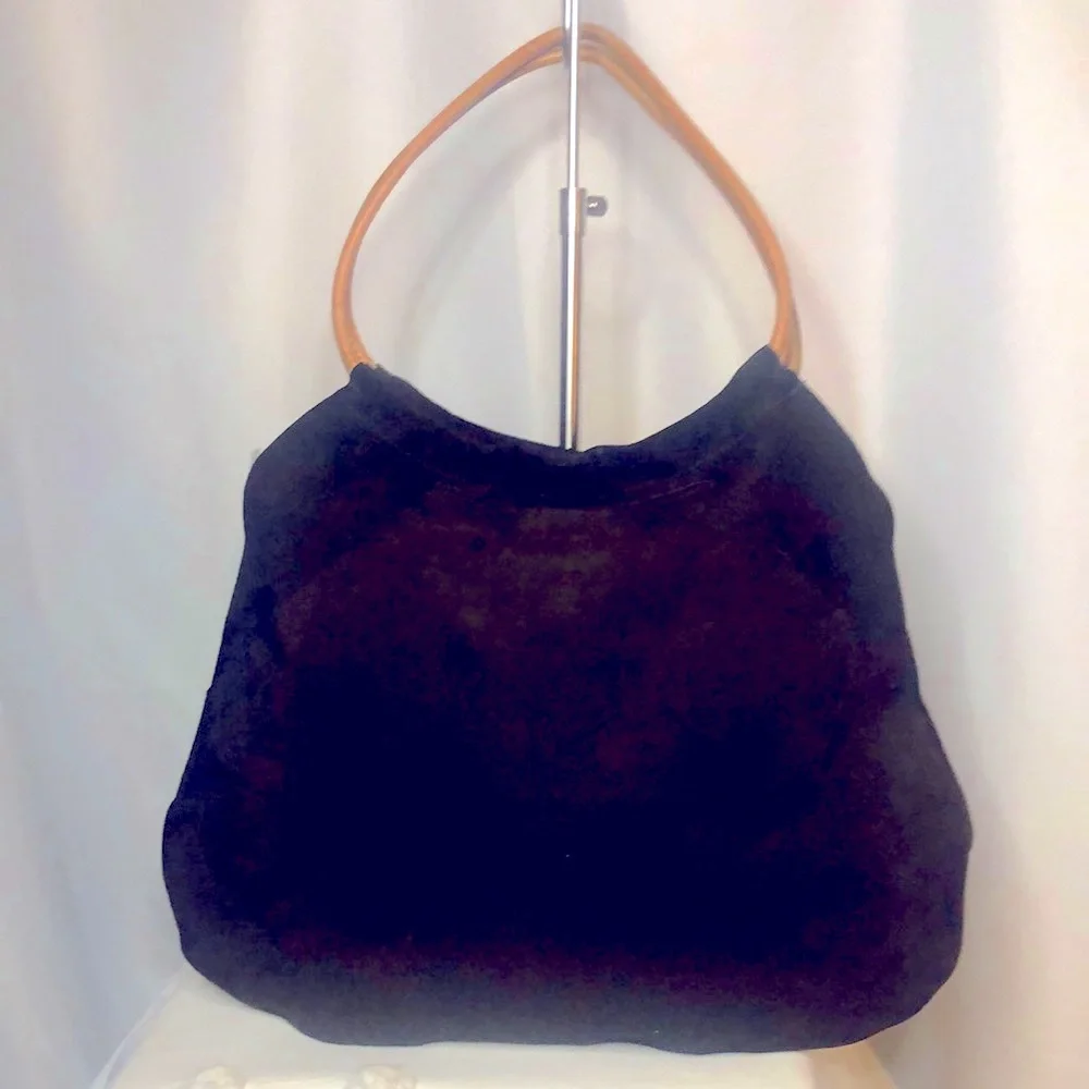 GAP vintage dark brown genuine cow suede leather hobo style handbag.